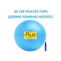 Mavi Pilates Topu 65 Cm Şişirme Pompası Hediyeli Mavi