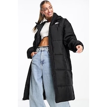 Nike Terma Fit Synthetic Fill Loose Fit Classic Maxi Puffer Jacket Kadın Kapüşonlu Bol Kesim Parka Siyah Siyah