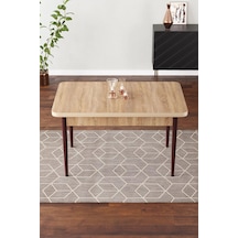 Vera 70x110 Mdf Meşe Ahşap Ayaklı Sabit Üst Kalite Mutfak Masası, Yemek Masası, Salon Masası Turuncu
