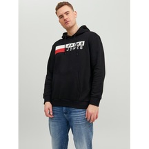 Jack&jones Kapüşonlu Büyük Beden Siyah Erkek Sweatshirt 12163777