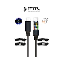 60w Pd Type-c To Type-c Güç Durum Göstergeli Lcd Ekranlı Şarj Kablosu 1 Metre Siyah Mt2153