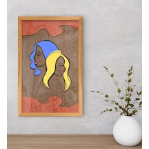 Bk Home Woman Line Dekoratif Retro Ahşap Tablo-3 (551089259)