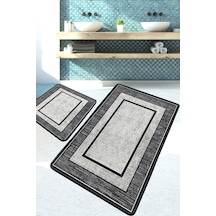 Patra Beyaz Banyo Halısı Djt 2 Li Set Banyo Halısı Paspas Yıkanabilir Kaymaz Çok Renkli
