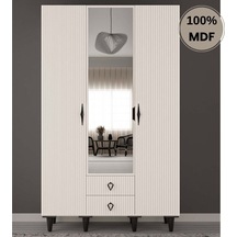 Lale 3 Kapak Mdf Ayaklı Tasarım Gardırop Aytaşı