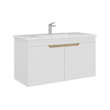 Orka Lena 100 Cm Mat Beyaz Kapaklı Banyo Dolabı Alt Modül Lavabo Beyaz