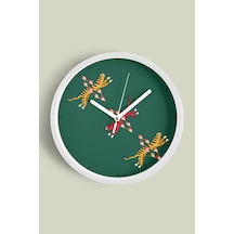 Soyut Kaplan Tasarım Modern Duvar Saati - 25cm - Önü Camlı Beyaz Kasa - Sessiz Mekanizma-jh0266 Beyaz