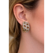 Xuping Rose Gold Zincir Desenli Taşlı Halka Küpe Gold