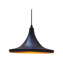 S Metal Siyah Içi Sarı Metal Sarkıt Avize 27 Cm Siyah