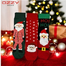 Ozzy Socks Unisex Yılbaşı Çorap 3 Çift Yeşil
