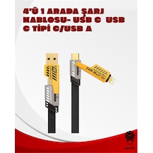 Dönüştürülebilir 4 Başlıklı Hızlı Şarj Kablosu - 1.2m 65w Dayanıklı Ve Esnek Tasarım