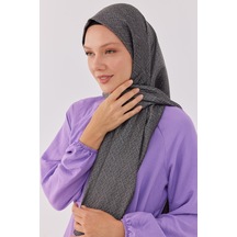Mirsoy Scarf Halka Desen Parlak Jakar Şal - Duman Duman