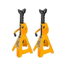 Pro Alman 3ton-3000kg Kaymaz Kilitleme Özelikli Korumalı 3 Ton Kriko Standı Araç Altı Sehpa 2 Li Set