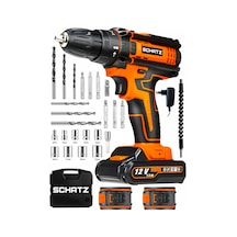 Schatz T320i487 12V Darbeli Li-ion Çift Akülü Bakır Sargılı Şarjlı Vidalama Matkap 24 Parça Setli