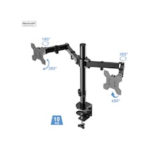 Masaüstü Ayarlanabilir Çift Monitör Kolu 14-32 İnç Çelik Lcd Led