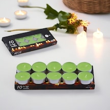 Tealight Mum 10x10 Gr Dekoratif Mumu Kandil Hediyelik Fitilli Mumluk Şamdan Yeşil Renk Kokusuz Çok Renkli