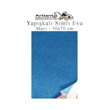 Yapışkanlı Simli Eva 50x70 Cm 1 Adet Simli Yapışkanlı Eva Süngeri Okul Kreş Anasınıfı Elişi Etkinlikleri Hobi Mavi