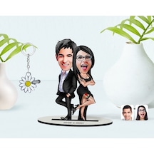 Kişiye Özel Sevgililer Karikatürlü 3D Ahşap Biblo Ve Isimli Silve (473842676)