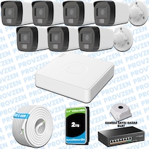 Provzen Hikvision 7 Li İp 4mp Güvenlik Kamerası Seti Colorvu Mikrofonlu Olay Anında Bildirim
