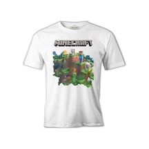 Minecraft - Bedrock Beyaz Erkek Tshirt