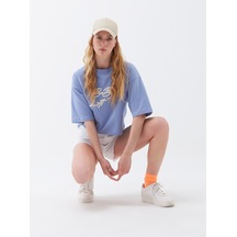 Long Crop Kadın Tshirt K.kol Açık Mavi