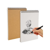 Eskiz Defteri A4 Boyutunda 160 Gr Üstten Telli Karakalem Büyük Sketch Book 25 Yaprak - 1 Adet Beyaz