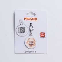 Pomeranian Köpek Desenli Qr Tag Evcil Hayvan Künyesi İsimlik Pet Tag Köpek Künyesi Kedi Künyesi Qr Kodlu Künye Bej
