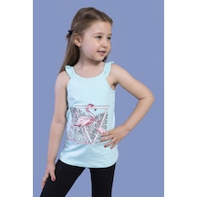 Toontoy Kids Toontoy Kız Çocuk Fırfır Detaylı Flamingo Kabartma Baskılı Atlet Su Yeşili