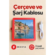 Müzikli Fotoğraf Çerçevesi Bluetooth Bağlantılı Kırmızı Masaüstü Tasarım