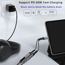 Awınlı Usb C - 3,5 Mm Kulaklık Ve Şarj Aleti Adaptörü, 2'si 1 Arada Aux - Usb C Ses Jakı Ve Pd Hızlı Şarj Adaptörü, İphone 16 15 Pro Max, Galaxy S24 S23 S22, Piksel, İpad Pro İçin Uygundur