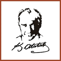 Bezos K.atatürk Silüetli İmzalı Oto Sticker Siyah 19x15cm Pro Standart