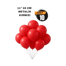Metalik Balon 11 İnc 28 Cm 10 Adet Parti Doğum Günü Kutlama Süsleri Kırmızı