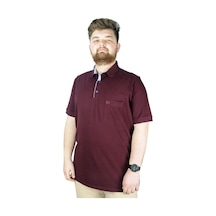 Mode Xl Battal Beden Erkek Tshirt Polo Yaka Cepli Klasik Pike 20552 Mürdüm 001