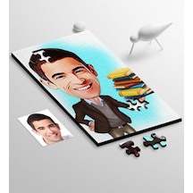 Kişiye Özel Bay Öğretmen Karikatür 104 Parça Ahşap Puzzle - 2