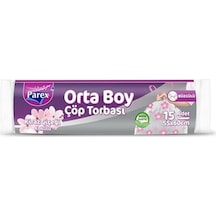 Premium Büzgülü Çöp Torbası Kiraz Çiçeği Kokulu Orta Boy 15'li