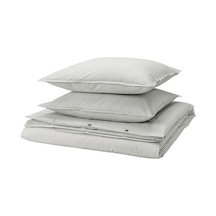 Ikea Solfıbbla Çift Kişilik Nevresim Seti, Gri-beyaz, 240x220/50x60 Cm