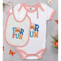 Bk Kids For Fun Tasarımlı Pembe Bebek Body Zıbın Ve Mama Önlüğü H Çok Renkli