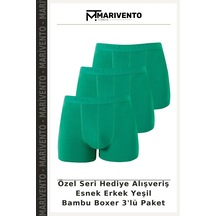 Marivento Özel Seri Hediye Alışveriş Esnek Erkek Yeşil Bambu Boxer 3'lü Paket
