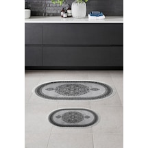 Alanur Trend Kaymaz Taban Oval Saçaklı Dijital Banyo Takımı gri