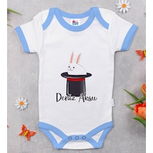 Bitmeyenkartus Bk Kids Kişiye Özel Mavi Bebek Body Zıbın - Model 184 Çok Renkli