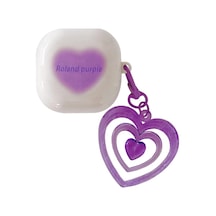 Samsung Galaxy Buds Pro İçin Kılıf Süslü Renkli Kalp Desenli Mor Buds Pro İle Uyumlu Kılıf - Mor