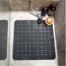 Herza House Kaydırmaz Banyo Paspası 54x54 Cm, Antrasit Gri, Vantuzlu, Masajlı, Kare Tasarım Ant