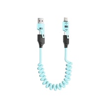 Usb Type C Lightning 4'ü 1 Arada 65w Pd Hızlı Şarj Data Kablosu 1.5m Spiral Çevirici