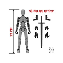Robot 13 Dummy Gri Siyah Tüm Eklemleri Hareketli Aksiyon Figürü Oyuncak