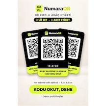 3 Lü Qr Kodlu Numaratör Seti Araç Ve Motosiklet Qr Etiket Park Numaratörü 8,5x5,5 Cm Siyah Numaraqr