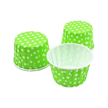 Yeşil Zemin Beyaz Puantiyeli Muffin Kabı 50x39 25'li