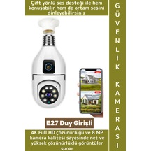 Wintoup Ev Çocuk Odası Gece Görüş İki Yön Ses Full Hd Çift Lensli E27 Duy Girişi Kablosuz Wi-fi Ampul Kamera