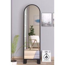 Siyah 120x43 Cm Ayaklı Tek Kubbeli Salon Antre Çocuk Odası Banyo Wc Yatak Odası Boy Aynası Siyah