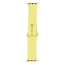 Apple Watch Uyumlu  7 41mm Band Serisi Klasik Kordon Silikon Strap Kayış - Açık Sarı