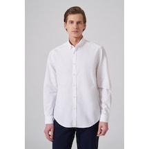 Morven Erkek Beyaz Pamuk Trend Düz Dynamic Fit Düğmeli Yaka Gömlek 26ms004026600 Beyaz
