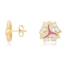 Diamond Line - Gülaylar 14 Ayar Altın Klasik Çocuk Küpe